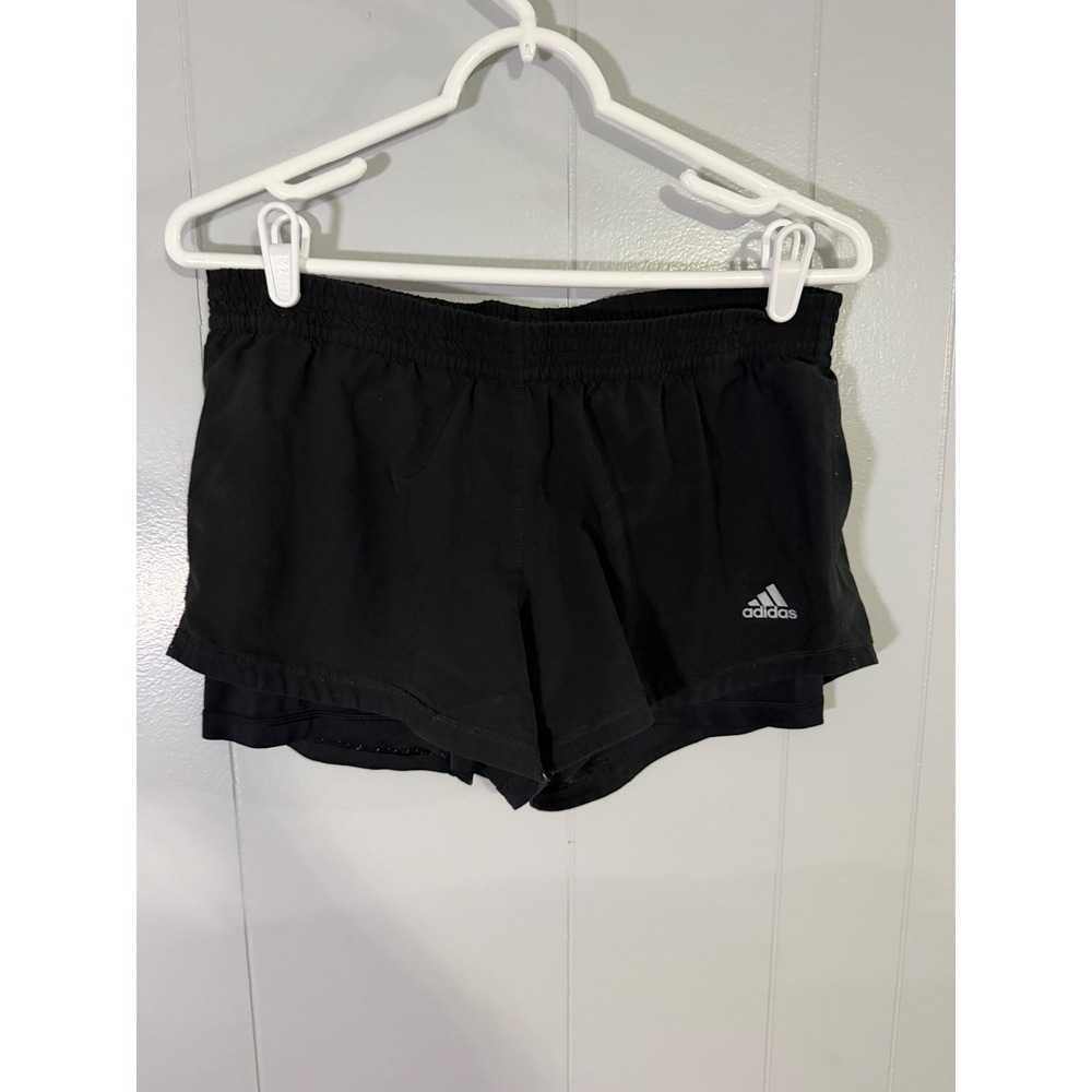 Adidas Running Shorts Womens Small Black Climalite Double Layer Athletic